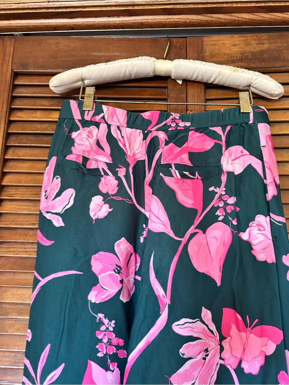 Anthropologie Breezy Tropical Print Green and Pink Wide-Leg Pants size 6 - Picture 8 of 11